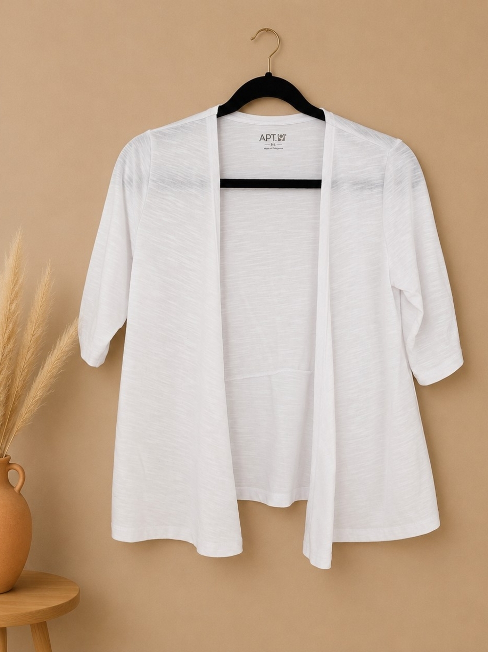 Apt. 9 White Open-Front Draped Cardigan
